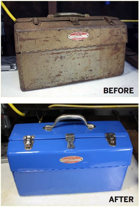 how to remove paint from metal tool box|restoring old metal toolbox.